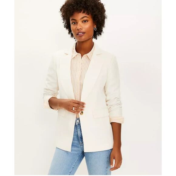 LOFT Modern Blazer Size 2 Off White Lyocell Blend Workwear Career Jacket - Picture 1 of 8